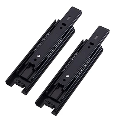 Afbeelding van ladegeleider volledig uittrekbaar, 150 mm laderails kogellagers 3 vouwen uitschuifbaar zijmontage 45 kg draagkracht zwart 1 paar (2 stuks)