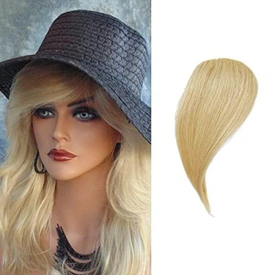 Afbeelding van Dsoar Dikke ponyclip van echt haar, 100% pony, zijdelingse rechte franjes, haarverlengingen, luchtzijpony, blond
