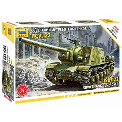 Afbeelding van Zvezda 500785054 1:72 ISU 122 Sov.Self Propelled Gun WWII Plastic Bouwpakket Modelbouwset Montage voor beginners gedetailleerd Olive