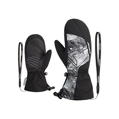 Afbeelding van Ziener Lavalino Skiwanten voor kinderen, wintersport, waterdicht, extra warm, zwart, grijs, bergprint, 5,5