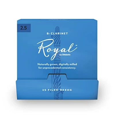 Afbeelding van D&#039;Addario Woodwinds Royal Bb klarinet Riet B platte voor Sterke rug Filed Cut sterkte 2.5, 25 pack