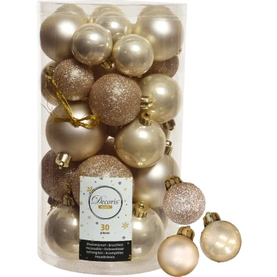 Afbeelding van Decoris kerstballen 44x stuks champagne 3 4 5 6 cm kunststof Kerstbal