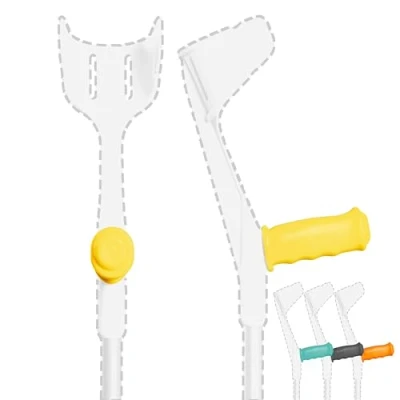 Afbeelding van MySleeve Handvathoezen (2 stuks) met Gelkussen voor Krukken, voorkomt Vallende Krukken Handgrepen Pads, Cover NIET Anatomische 21x6,5x9 cm, geel (excl. kruk)
