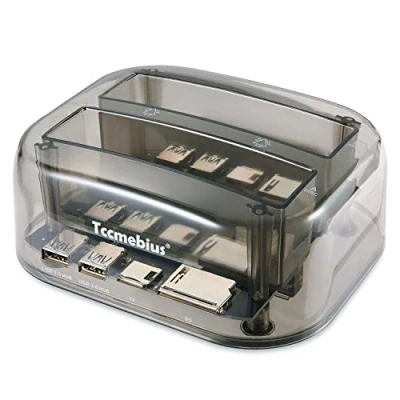 Afbeelding van Tccmebius TCC S865 DE USB 3.0 naan SATA IDE Dubbele Slots Externe Transparante Harde Schijf Docking Station met Kaartlezer en 2 Poorten Hub voor 2,5 3,5 Inch I/II/III HDD SSD