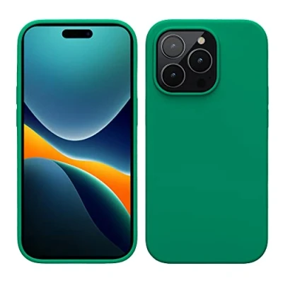 Afbeelding van kwmobile telefoonhoesje geschikt voor Apple iPhone 14 Pro Hoesje met siliconen coating Smartphone case in smaragdgroen