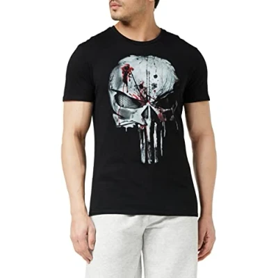 Afbeelding van Cotton division T shirt Marvel Bloodie Skull, Punisher heren, Zwart, M