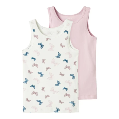 Afbeelding van NAME IT MINI hemd met vlinders set van 2 roze/ecru