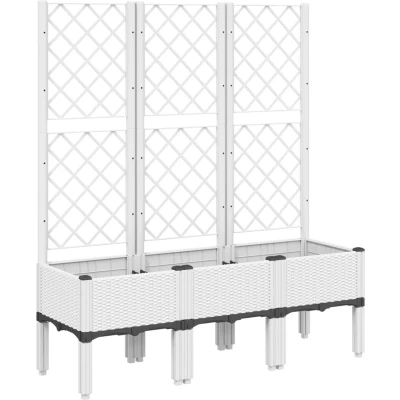 Afbeelding van Plantenbak met latwerk 120x40x142 cm polypropeen wit