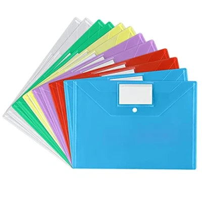 Afbeelding van Vicloon Documententas, 12 A4 hoesjes, in zes verschillende kleuren, met drukknop en vak voor visitekaartjes, om te archiveren, gesorteerd school, werk, kantoor thuis