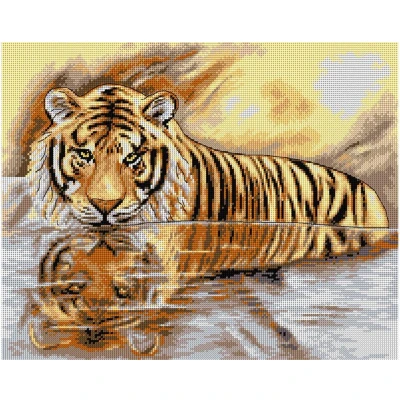 Afbeelding van Voorbedrukt stramien ORCHIDEA 40 x 50 cm TIGER TIJGER (EXCLUSIEF GARENS)
