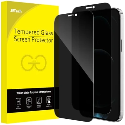 Afbeelding van JETech Privacy Full Coverage Screen Protector voor iPhone 12 Pro Max 6,7 Inch, Volledige Dekking Anti Spy Gehard Glas Film Schermbeschermer, Hoesje Vriendelijk, 2 Stuks