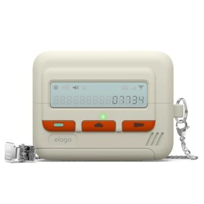 Afbeelding van elago Pager Hoesje Compatibel met Samsung Galaxy Buds 3 &amp; Pro Case, Sleutelkoord inbegrepen, Schokbestendig, Volledige Bescherming (Klassiek Wit)