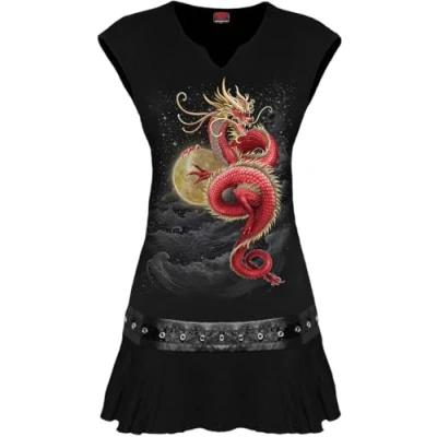 Afbeelding van Spiral Shenlong Stud Taille Mini Jurk Zwart, M