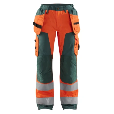 Afbeelding van Blaklader Dames werkbroek High Vis met spijkerzakken 7156 1811 Oranje/Groen C34