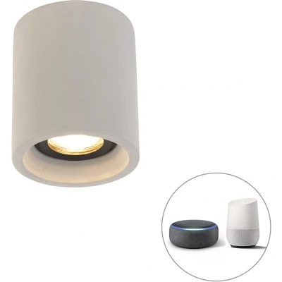 Afbeelding van QAZQA Smart ronde plafondspot beton incl. Wifi GU10 Deep