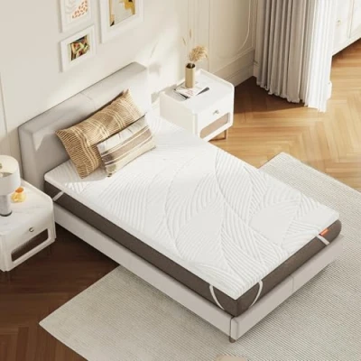 Afbeelding van Sweetnight Topper 90 x 200 cm, matrastopper visco elastische matrasoplegger gelschuim geltraagschuim topper, met afneembare en wasbare overtrek, 5 cm hoogte, wit, H2