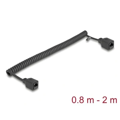 Afbeelding van Delock RJ45 Spiralkabel Buchse zu Cat.5e UTP 0,8 m bis 2 schw