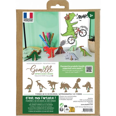 Afbeelding van GOMILLE Houten dinosaurusset om te monteren handmatige activiteit creatieve verjaardag kinderen van 4 jaar tot 10 dinovormen schilderen en versieren bouwspel cadeau idee