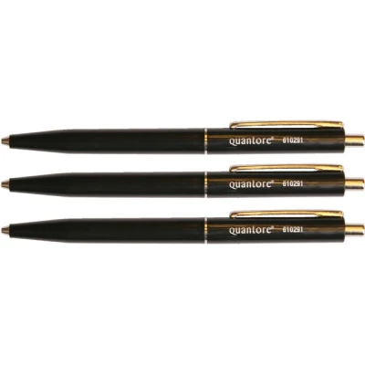 Afbeelding van 50x Balpen drukknop met metalen clip zwart medium