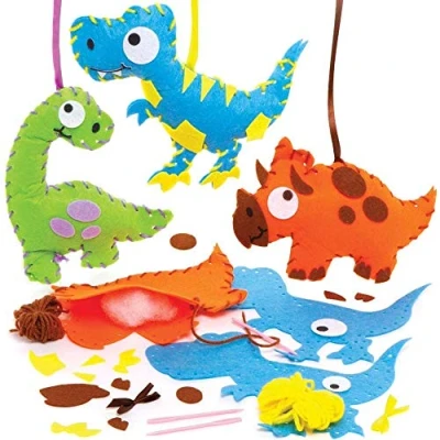 Afbeelding van Baker Ross FE116 Dinosaurus Decoratie Naai Sets Pakket van 3, Naa set voor Kinderen, Creatieve Activiteiten Ideaal Knutselproject