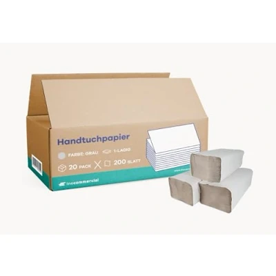 Afbeelding van Grehge Hand Towels 1 Ply 25 x 23 ZZ Fold, Towel Paper, Folding Towels, Paper 4,000 Sheets Grey