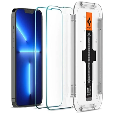 Afbeelding van Spigen Glas.tR EZ Fit Screenprotector compatibel met iPhone 14 Plus, 13 Pro Max, 2 stuks, Sensor bescherming, sjabloon voor installatie, Case friendly, 9H Gehard Glas