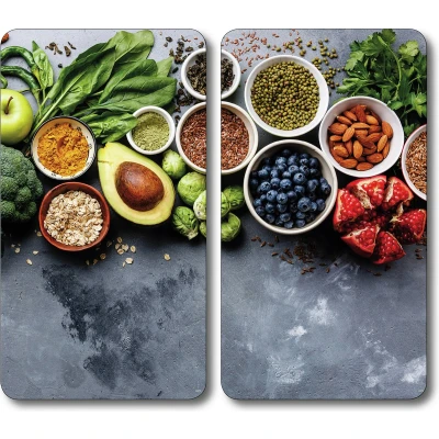 Afbeelding van set van 2 STUKS Multi glazen Snijplanken, gesatineerd glas Multiglas Snijplanken Snijplank keukenblad veiligheidsglas Kookplaat afdekplaten Afmetingen: 50 x 28,5 0,8 Cm. Kleur: ADVOCADO (2 Stuks)