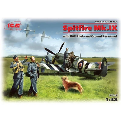 Afbeelding van 1:48 ICM 48801 Spitfire Mk IX with Raf Pilots Plastic Modelbouwpakket