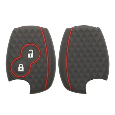 Afbeelding van kwmobile Autosleutel hoesje compatibel met Renault Dacia 2 knops hoes behuizing Sleuteletui in mat zwart/rood