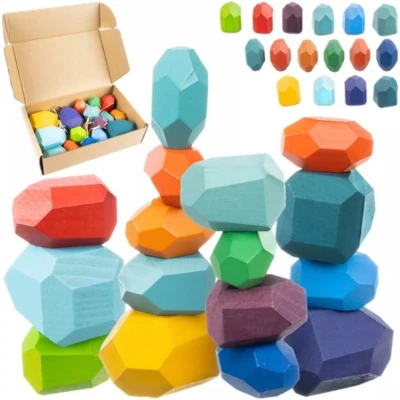 Afbeelding van Kruzzel Stenen/houten blokken 16 stuks 22475
