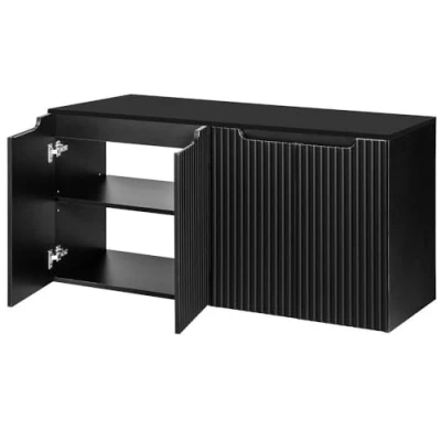 Afbeelding van [en.casa] Wastafelonderkast Newport met wastafelblad en deuren badkamerkast 120x60x40 cm zwart