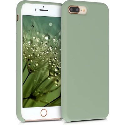 Afbeelding van kwmobile telefoonhoesje geschikt voor Apple iPhone 7 Plus / 8 Hoesje met siliconen coating Smartphone case in grijsgroen