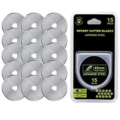 Afbeelding van Headley Tools Rotary Cutter Blades 45mm (Pack van 15) Past Olfa, Fiskars, Dafa, Dremel, Truecut vervanging, quilten scrapbooking naaien kunst ambachten, scherp en duurzaam