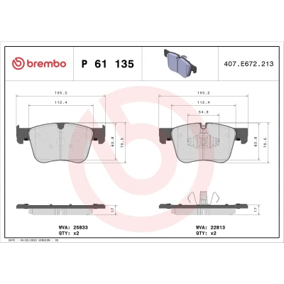 Afbeelding van Brembo Remblokset P 61 135X
