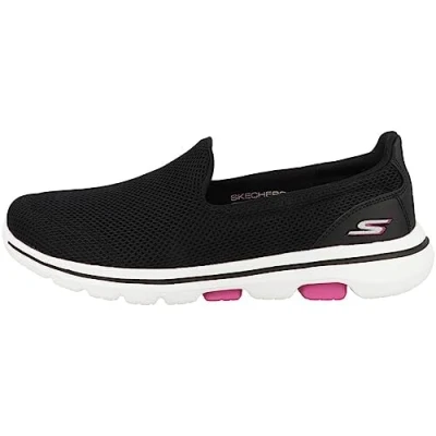Afbeelding van Skechers GO WALK 5 dames sneaker Low Top Trainer, Zwart textiel Trim, 35 EU