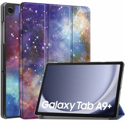 Afbeelding van Samsung Galaxy Tab A9 Plus Hoes: iMoshion Design Trifold Bookcase Space Kunstleder Tablet Hoezen