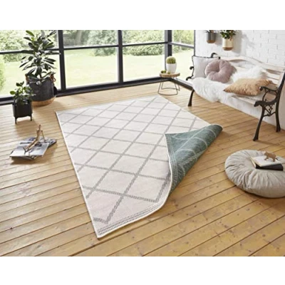 Afbeelding van Dubbelzijdige Loper Corsica Crème 80x150cm Groen Modern Vloerkleed 123vloerkleed.nl is de online webshop voor vloerkleden en woonaccessoires.