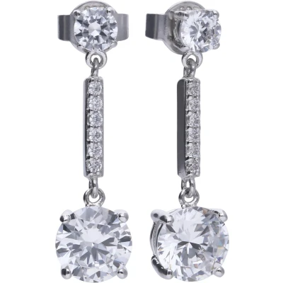 Afbeelding van Diamonfire Zilveren oorhangers Classics Zirkonia Rond