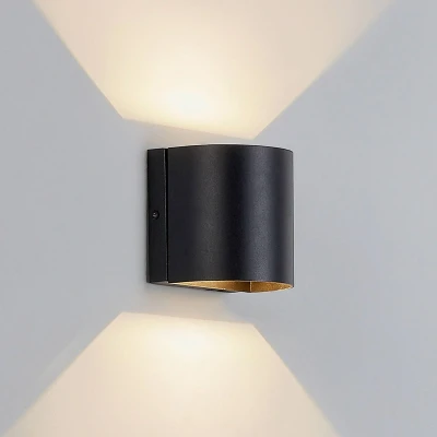 Afbeelding van Lindby LED wandlamp buiten 2 lichts aluminium, glas H: 12 cm zwart Inclusief lichtbronnen