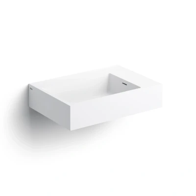 Afbeelding van Wastafel Clou Flush 60x42x13cm Solid Surface Mat Wit (Met 5 Voorbewerkte Kraangaten)