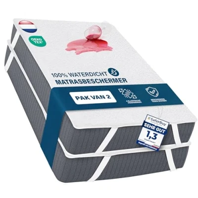 Afbeelding van Utopia Bedding Matrasbeschermer 140 x 200 cm (Pak van 2) Waterdicht, 4 Elastische Hoeken, Gecertificeerd Oeko Tex, Ademend Matrasbeschermhoes Wit