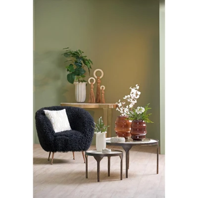 Afbeelding van Light&amp;living Stoel 79x77x77 cm ORVION furry zwart+brons