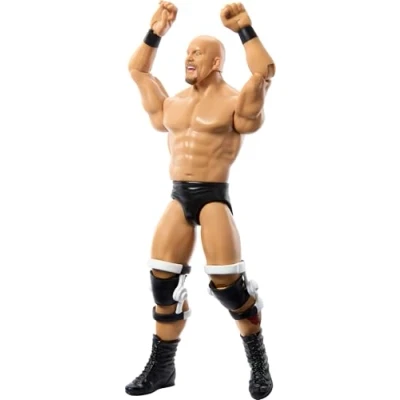 Afbeelding van Mattel WWE actiefiguur, 6 inch Collectible Stone Cold Steve Austin met 10 articulatiepunten en levensechte look