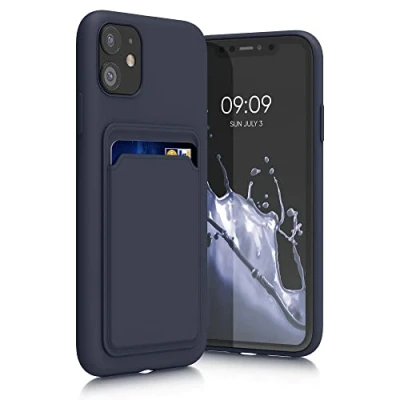 Afbeelding van kwmobile telefoonhoesje compatibel met Apple iPhone 11 hoesje Case pasjeshouder Smartphone cover in donkerblauw