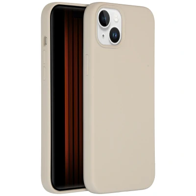 Afbeelding van Apple iPhone 15 Plus Hoesje Siliconen en TPU (zacht) Accezz Softcase/Backcover Beige Telefoonhoesje