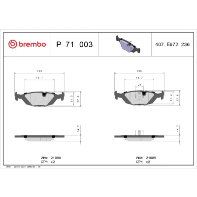 Afbeelding van Brembo Remblokset P 71 003