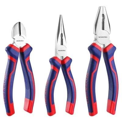 Afbeelding van WORKPRO Tangen Set 3 delig Tangenset Combinatietang 180 mm Punttang 160 Zijkniptang Professionele voor doe het zelvers, professionals, DIY, Reparatie