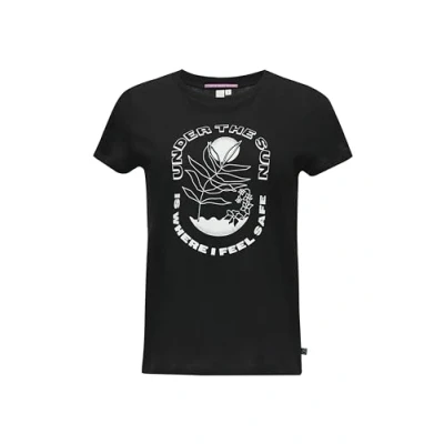 Afbeelding van QS MIT Front Tshirt print, Dames, Maat: Small, Schwarz