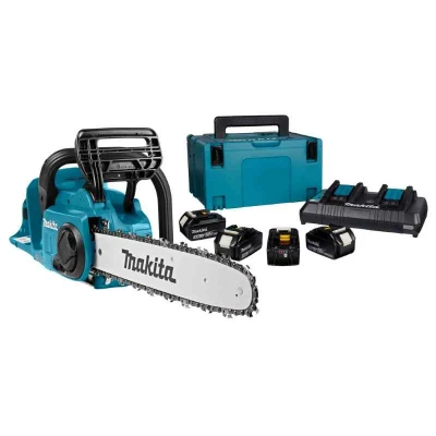 Afbeelding van Makita DUC353PT4J 2x18 V Kettingzaag 35 cm 5,0 ah accu (4 st), duo snellader, in doos/mbox