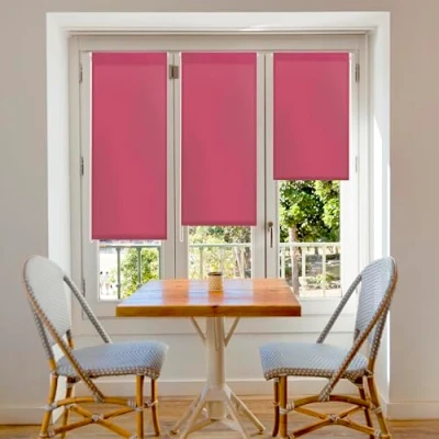 Afbeelding van Blindecor Ara Lichtdoorlatend rolgordijn linnen, Easy Fix, Fuchsia, 52 x 180 cm